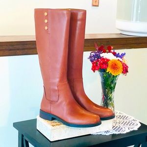 Franco Sarto Crissy Knee-high Leather Boots, Size 7.5 M, Scotch Brown NWOT